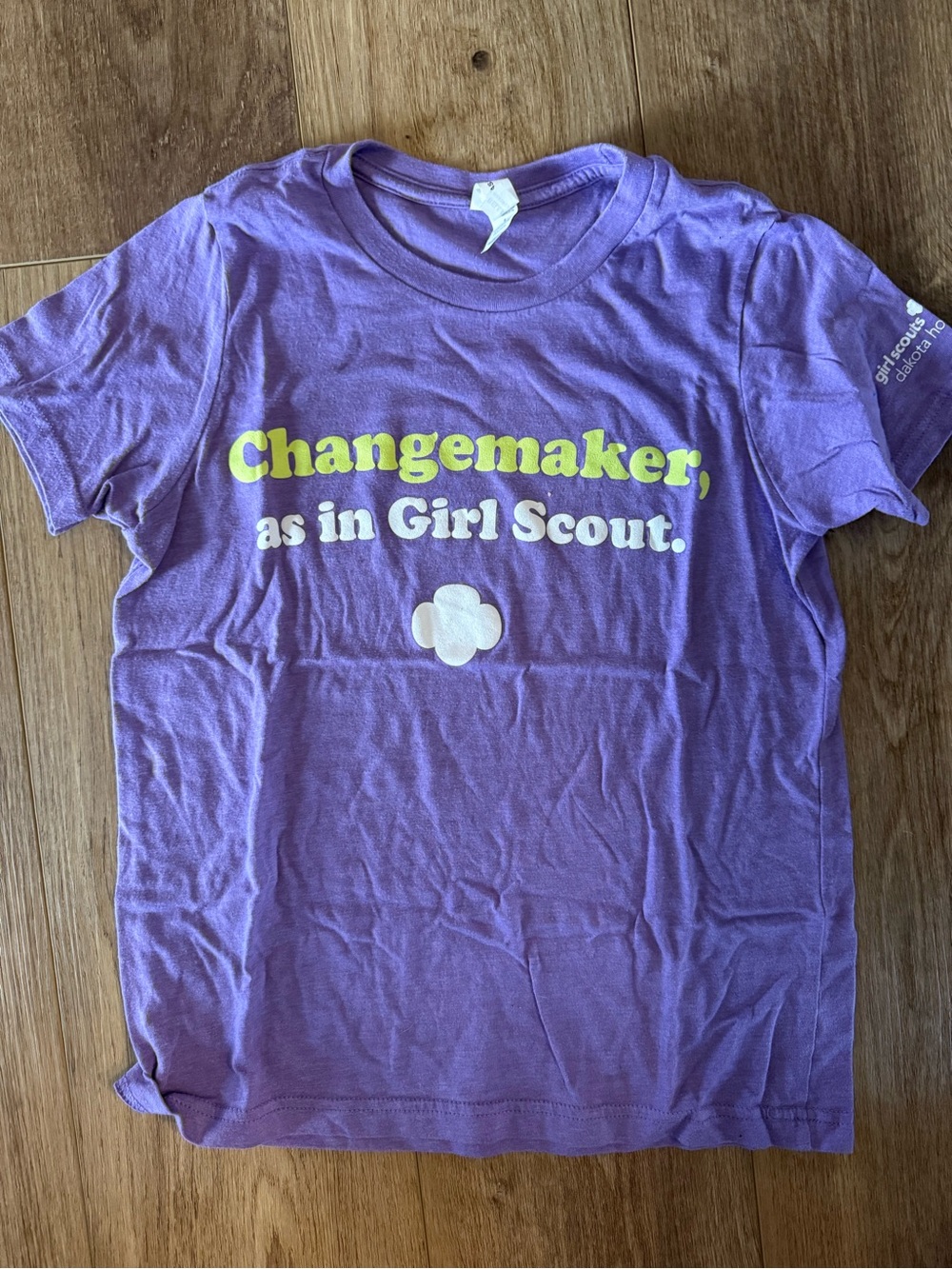 Bella Canvas Purple "Changemaker" Girl Scout Tee with Yellow & White Print